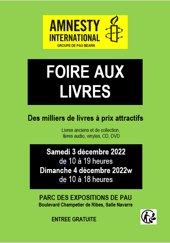 Stand Amnesty foire aux Livres Pau